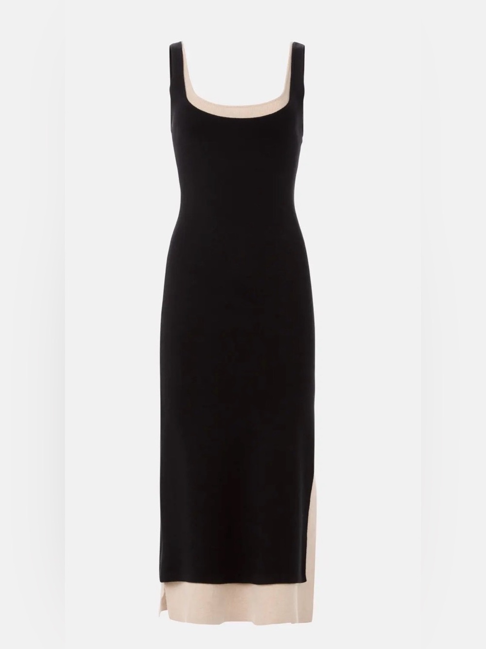 NAADAM Black Maxi Dress with Cream Trim
